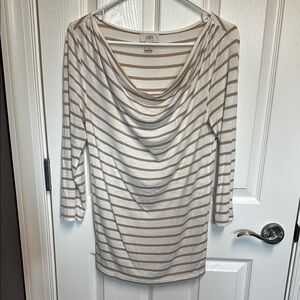 Striped Cowl Neck Top
